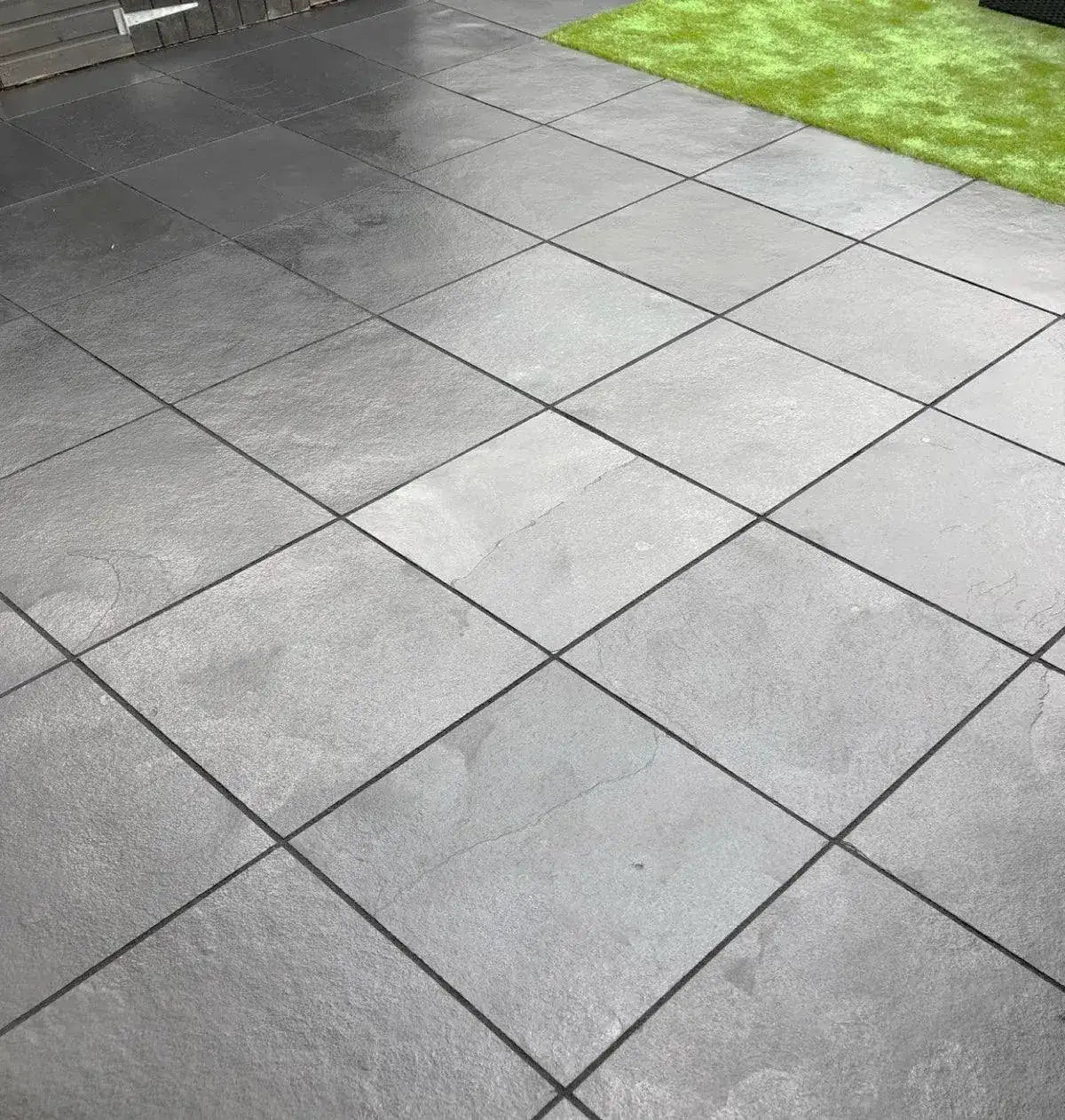Paving Slabs 600 x 600 Black Kadapha Limestone 22mm Cal. Paving Slabs UK