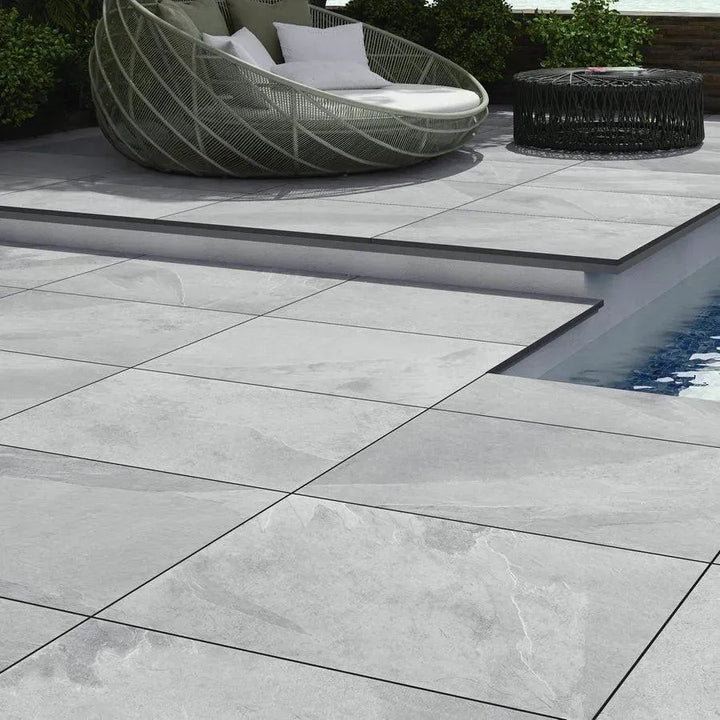 Brazilian grey slate porcelain paving