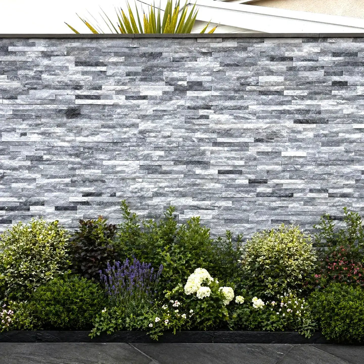 Sparkle Ice Grey Quartz Split Face Tiles Cladding 550 x 150