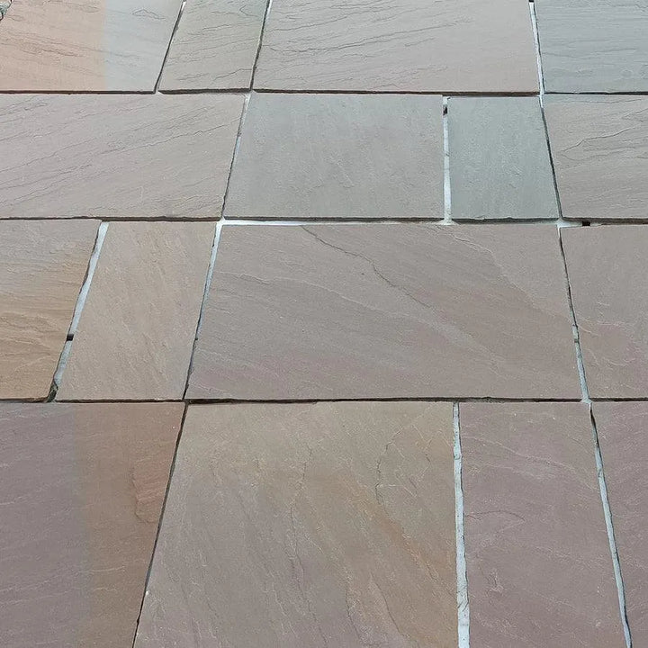 Autumn blend Indian sandstone paving slabs
