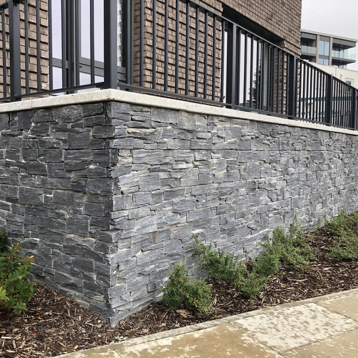 Black Slate stone cladding Z panels with cement backing