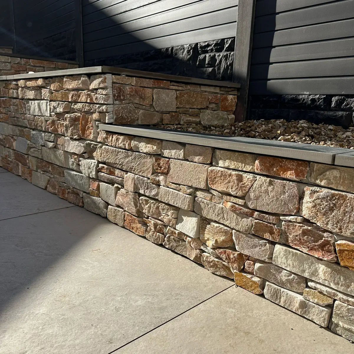 Oyster Golden Quartz stone cladding Z panels with cement backing