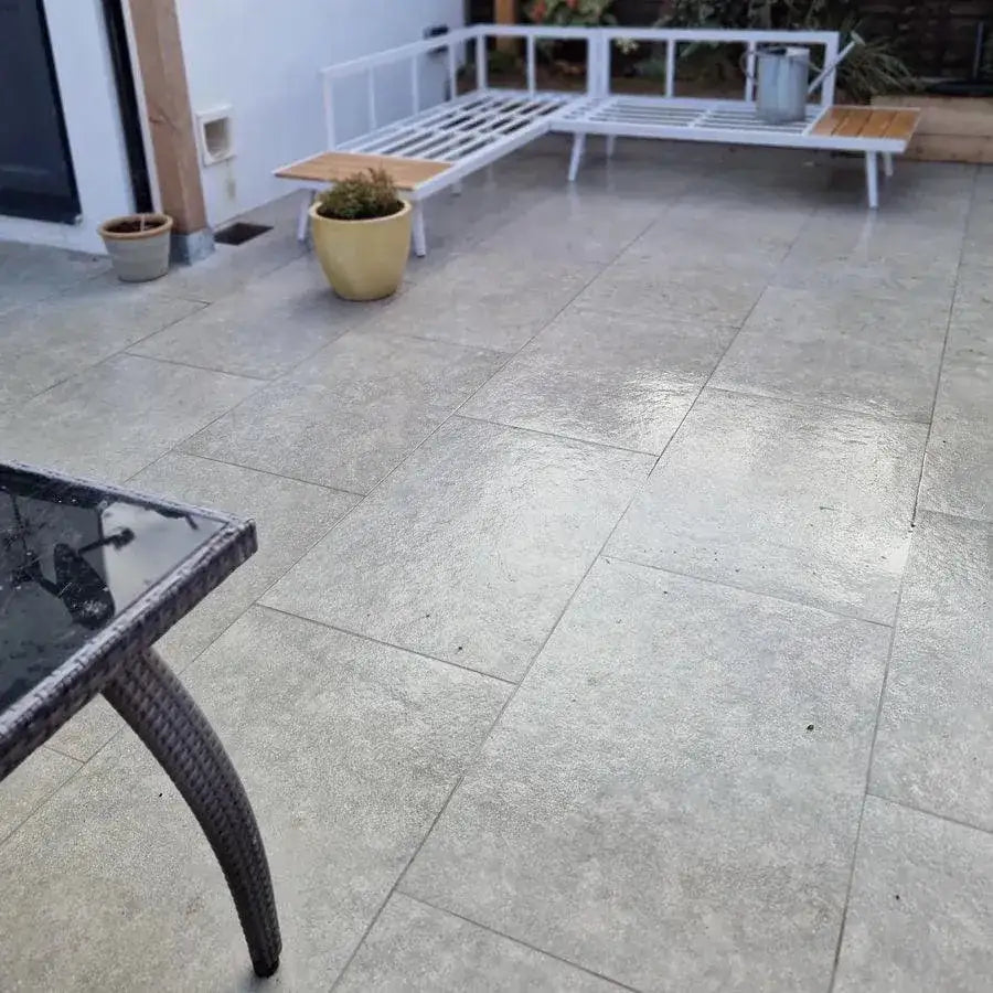 Fossil Grey Porcelain Paving Slabs 900 x 600 Paving Slabs UK