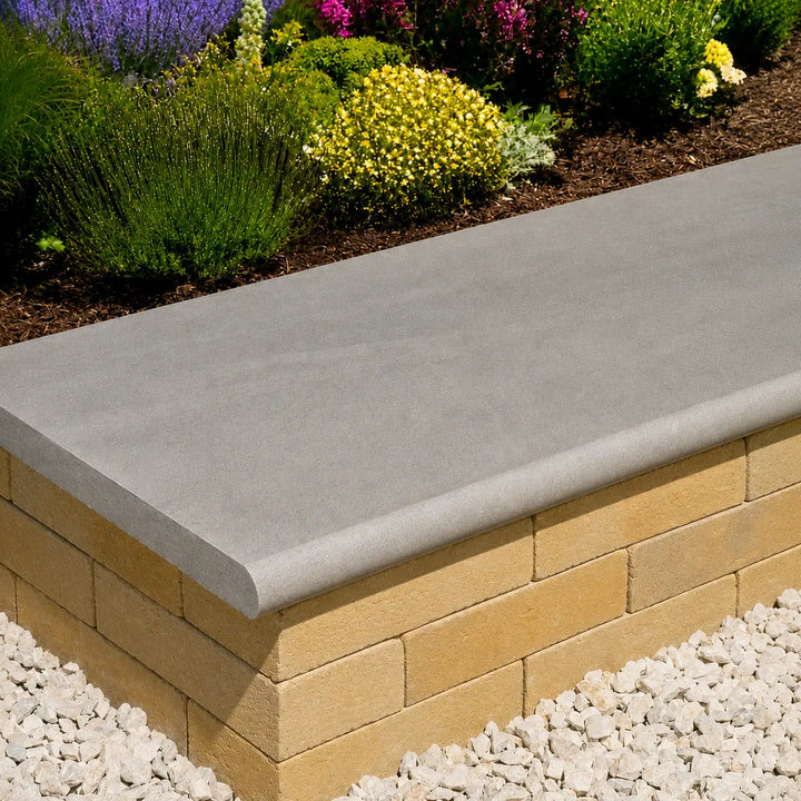 Kandla Grey Smooth Sandstone Bullnose Steps 900x400x40 | Paving Slabs UK