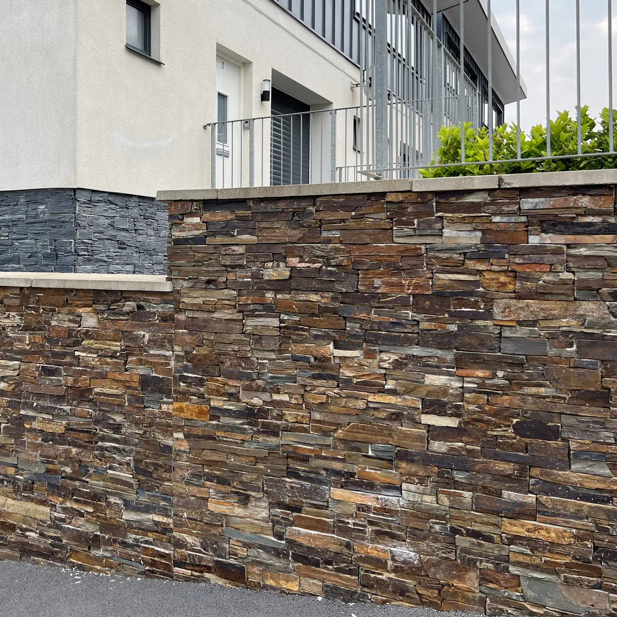 Multicolour Slate natural stone cladding Z panels with cement backing
