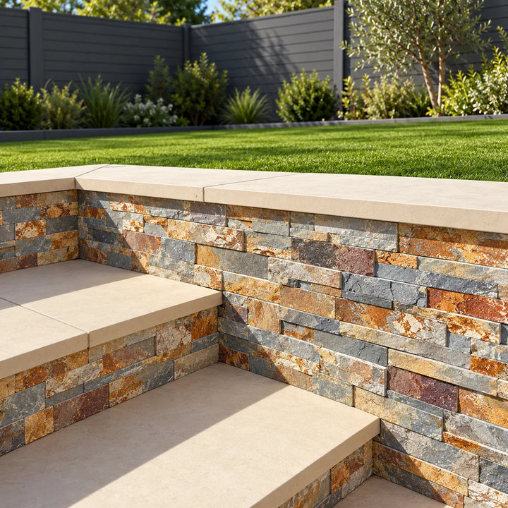 Multicolour Stone Cladding Split Face Tiles 350 x 180 | Paving Slabs UK