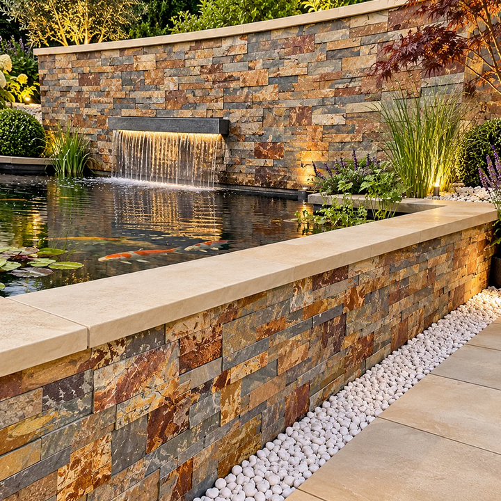 Multicolour Stone Cladding Split Face Tiles 350 x 180 | Paving Slabs UK