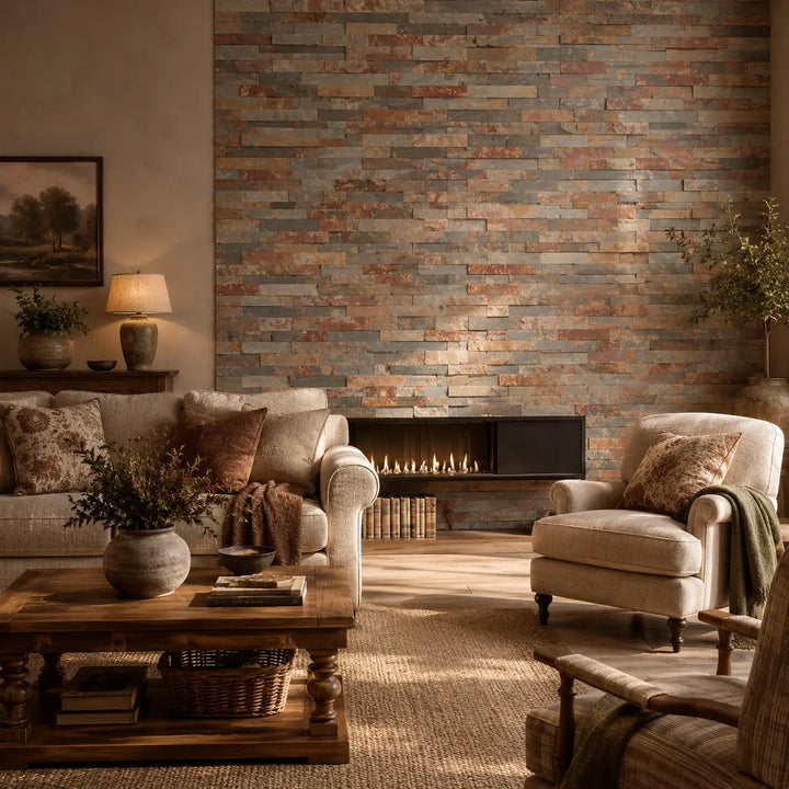 Multicolour Slate Split Face Tiles Cladding 360 x 100 | Paving Slabs UK
