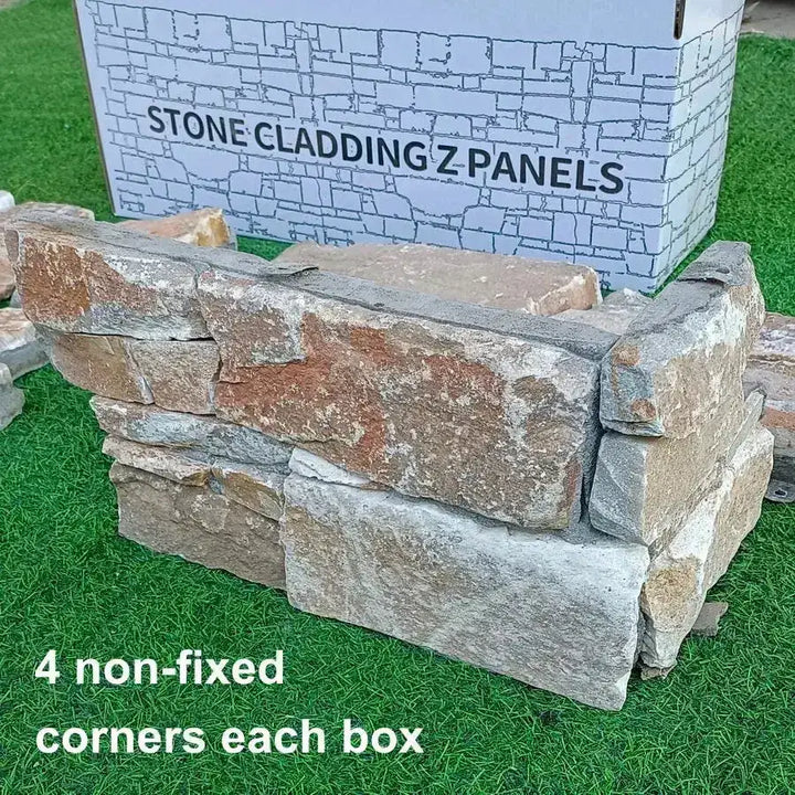 Stone Cladding Corner Design Golden Quartz Stone Cladding, Contemporary Z Tiles Clad | Paving Slabs UK