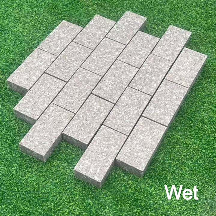 rose pink granite setts sawn flamed