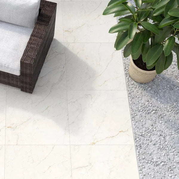 Carrara Marble Porcelain Paving 600 x 600