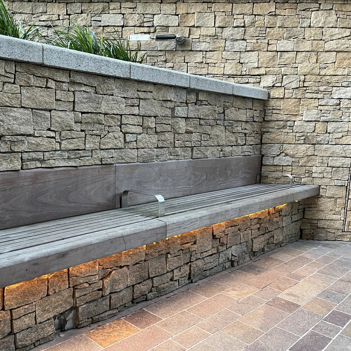 Yellow Gneiss natural stone cladding Z panels with mesh backing
