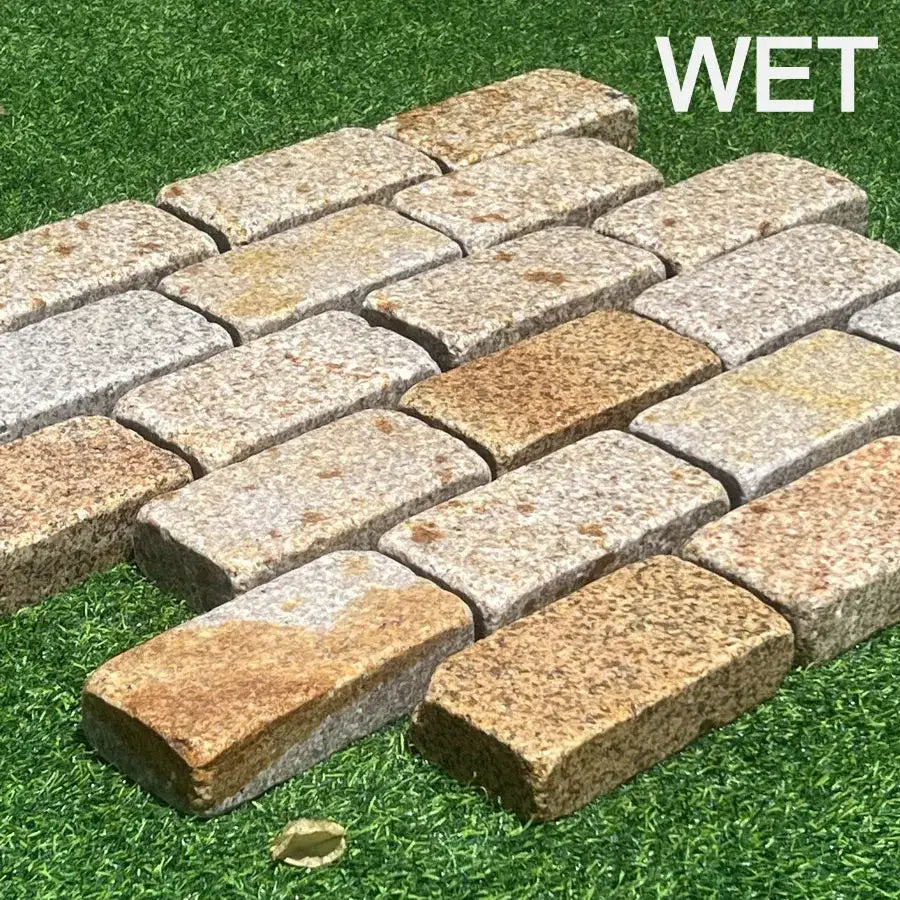 Tumbled Setts Yellow Gold Granite Tumbled Setts 200x100x50mm From £54.69/m2
