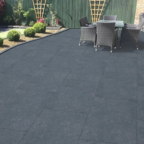 Dark grey porcelain paving slabs 900x600