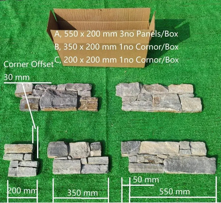 Nordic Stone Tier Cladding Blue Grey Quartz Panels 550x200 | Paving ...