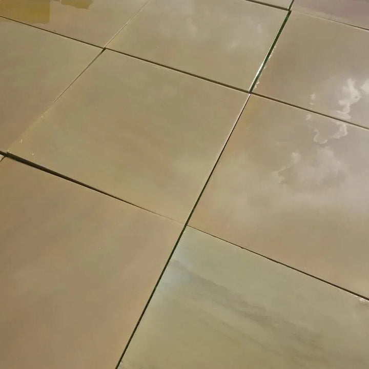 Raj green Indian sandstone paving sawn honed