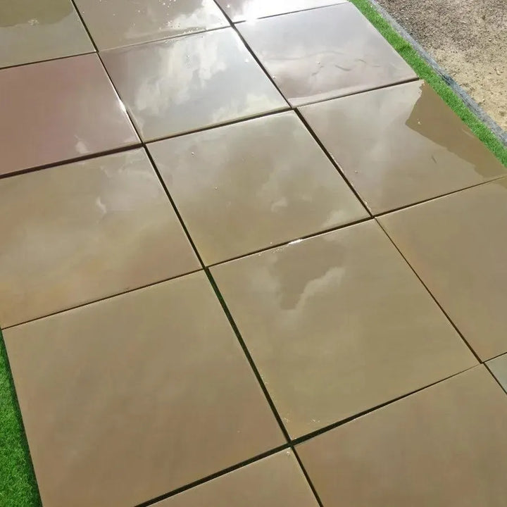 Raj green Indian sandstone slabs 600 x 600 smooth