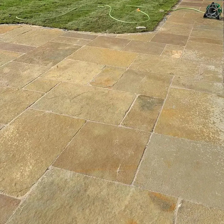 Tandur yellow limestone patio paving slabs