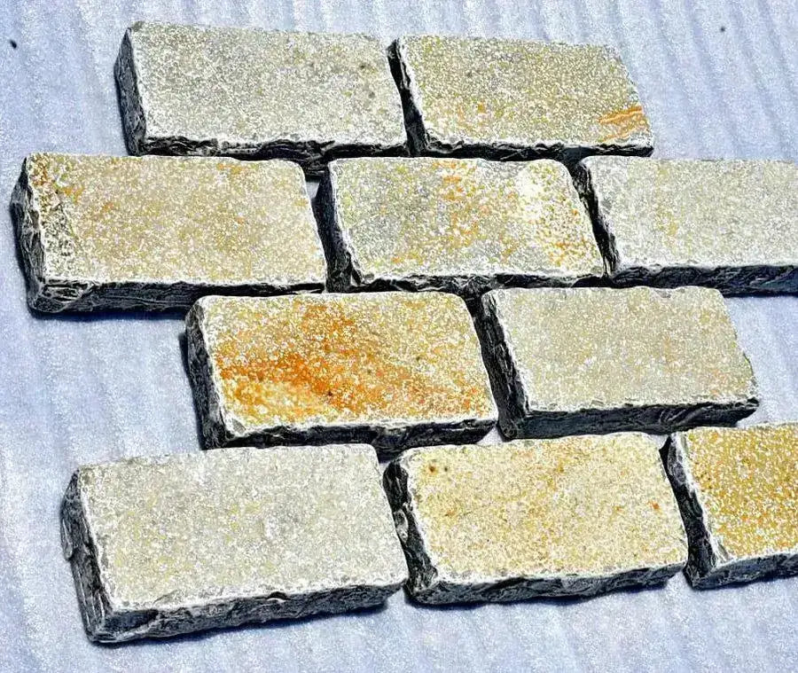 Tandur Yellow Limestone Setts 200 x 100 – Antique Tumbled | Paving Slabs UK