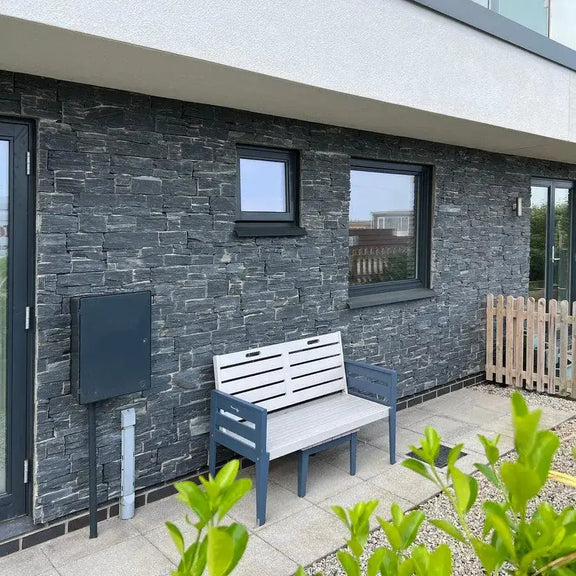 Black Slate Exterior Stone Tier Cladding Panels 550x200