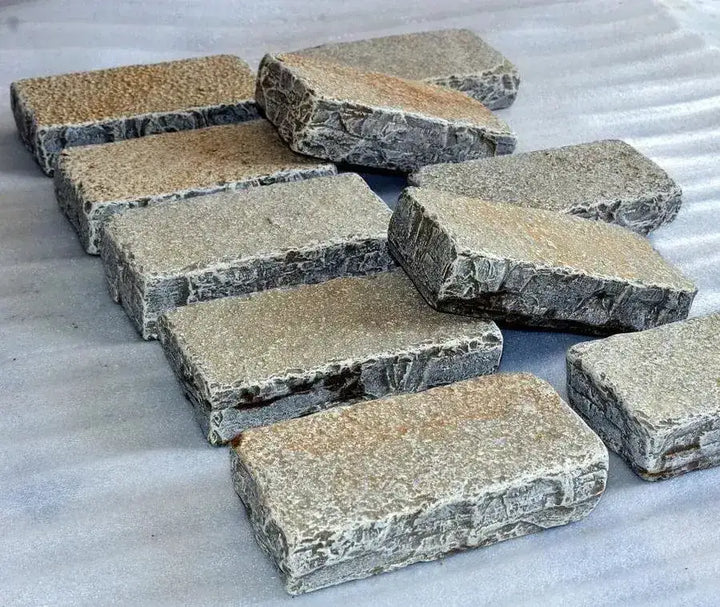 Limestone Setts Tundar Yellow Limestone Cobble Setts Tumbled 200 x 100