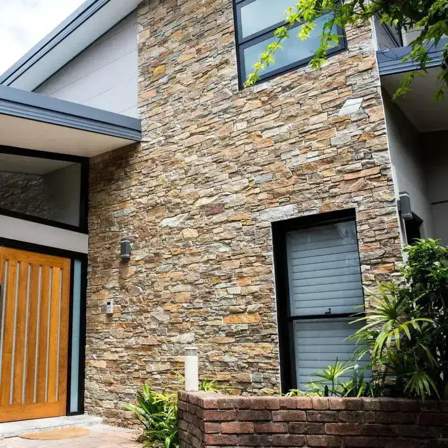 Golden Ribbed Cladding Autumn Gold Stone Cladding Z Tiles Clad Panels