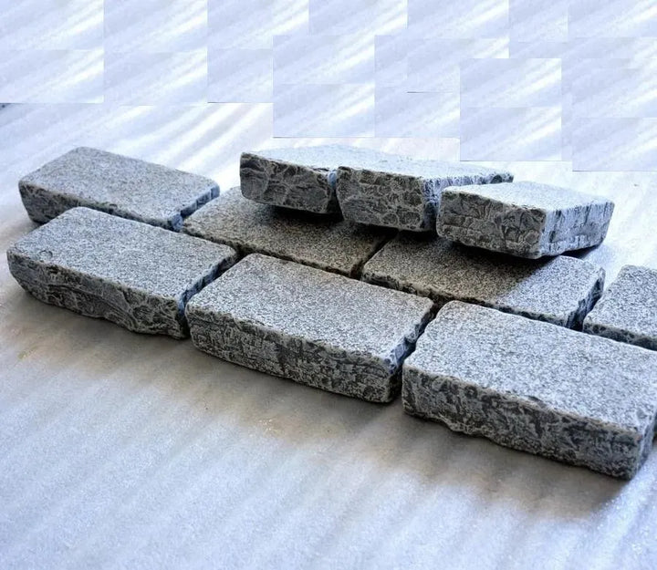 grey limestone setts patio borders