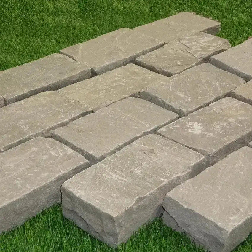 Pathing Setts Kandla Grey Indian Sandstone Cobble Setts 200 x 100 x 50 | Paving Slabs UK