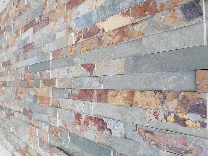 Multicolour Slate Split Face Tiles 550x150 - Paving Slabs UK