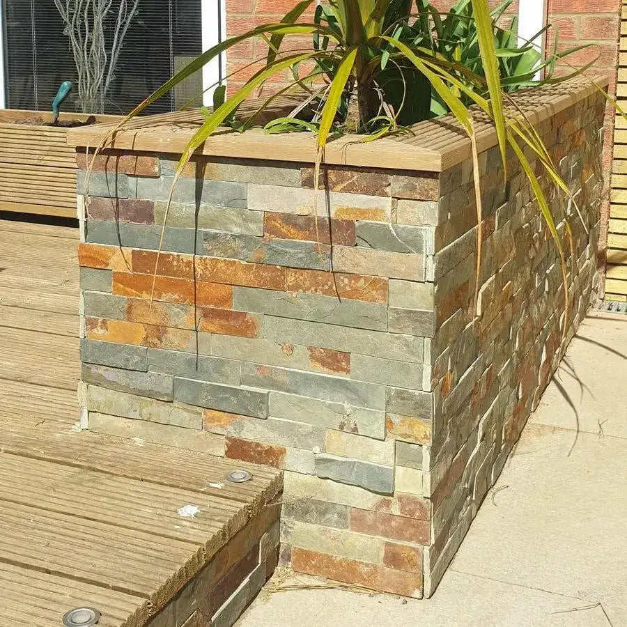 Multicolour Slate Split Face Tiles 550x150 - Paving Slabs UK