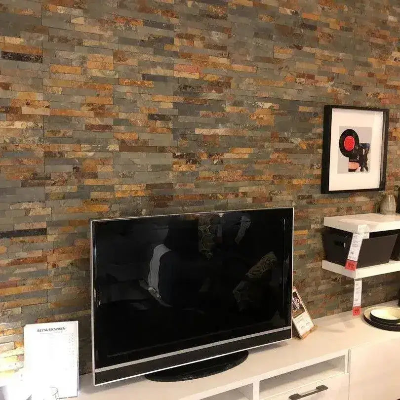 Split Face Tile Process Multicolour Slate Split Face Tiles Cladding 360 x 100