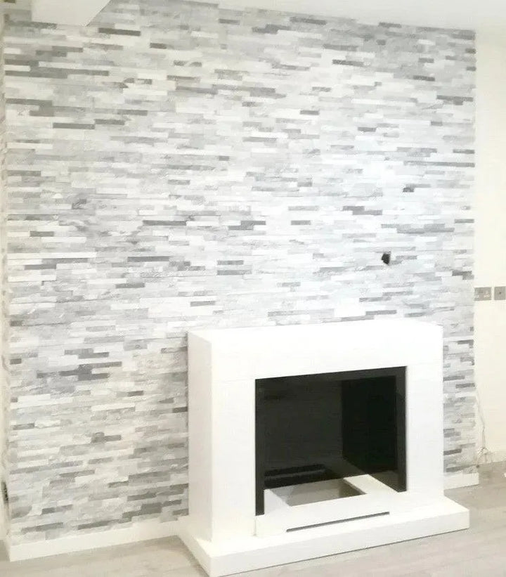 split face tiles white grey quartz